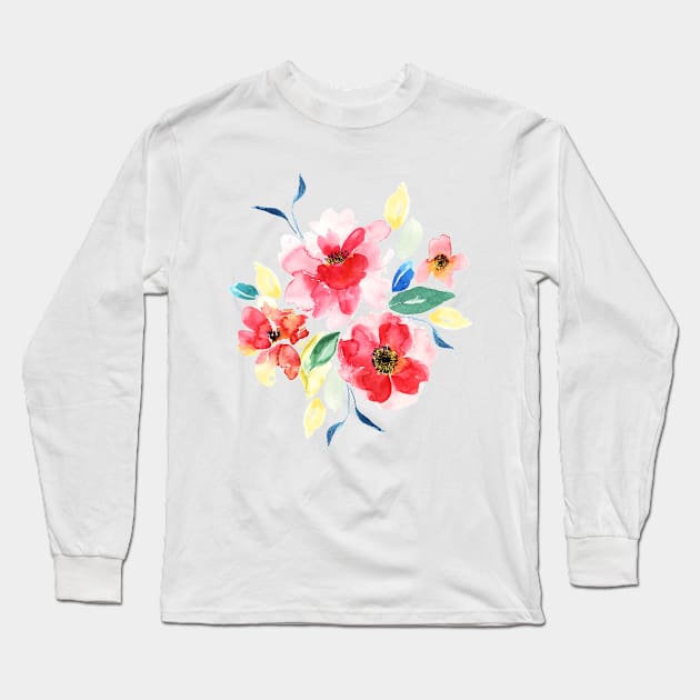 Wild Watercolour Flower Bouquet Long Sleeve T-Shirt by LThomasDesigns